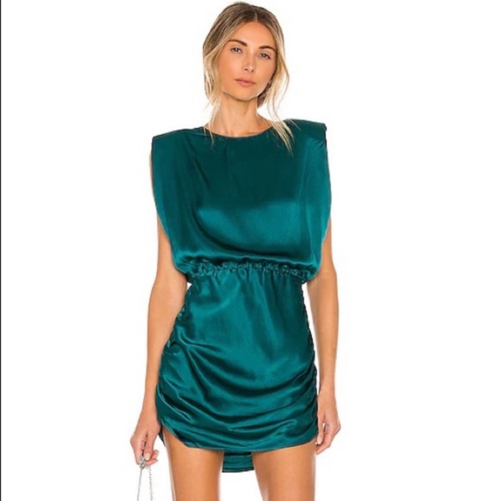 Amanda Uprichard Clifton Silk Dress Green Size XS Cinched
